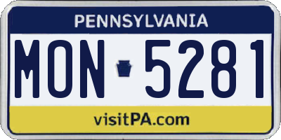 PA license plate MON5281
