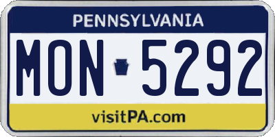 PA license plate MON5292