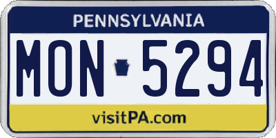 PA license plate MON5294