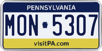 PA license plate MON5307