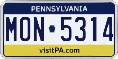 PA license plate MON5314