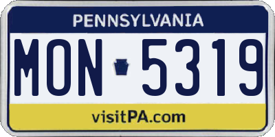 PA license plate MON5319