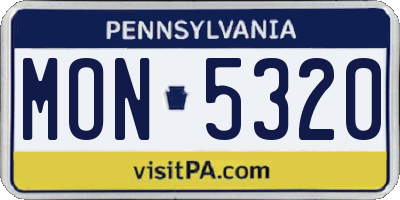 PA license plate MON5320