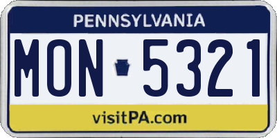 PA license plate MON5321