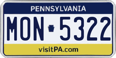 PA license plate MON5322