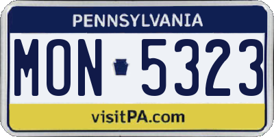 PA license plate MON5323