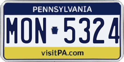 PA license plate MON5324