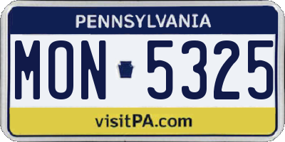 PA license plate MON5325