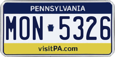 PA license plate MON5326