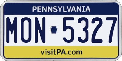 PA license plate MON5327
