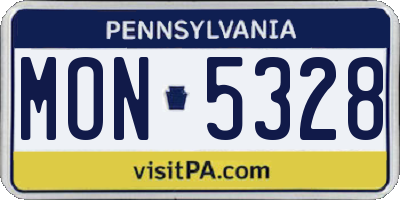 PA license plate MON5328