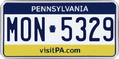 PA license plate MON5329
