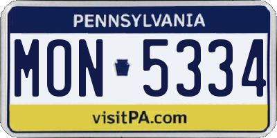 PA license plate MON5334