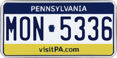 PA license plate MON5336