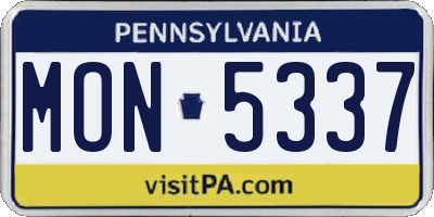 PA license plate MON5337