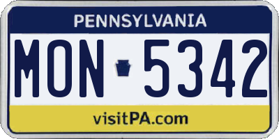PA license plate MON5342