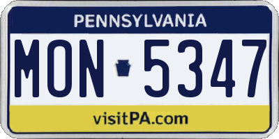 PA license plate MON5347