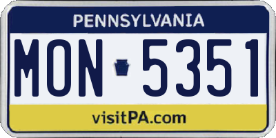 PA license plate MON5351