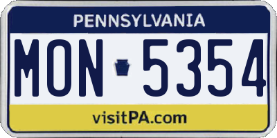 PA license plate MON5354