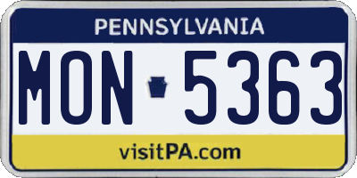 PA license plate MON5363