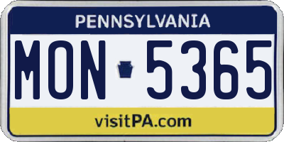 PA license plate MON5365