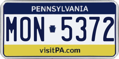 PA license plate MON5372