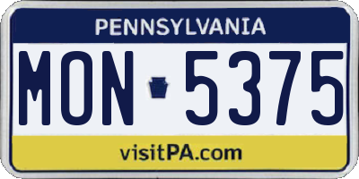 PA license plate MON5375