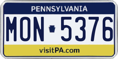 PA license plate MON5376