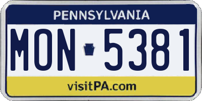 PA license plate MON5381