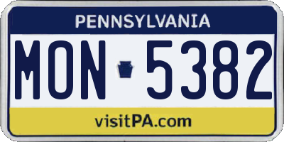 PA license plate MON5382