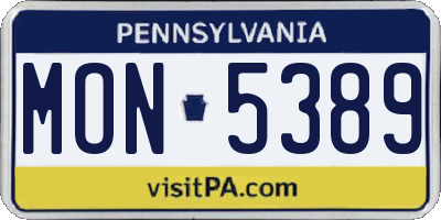PA license plate MON5389