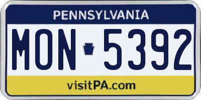 PA license plate MON5392
