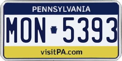 PA license plate MON5393