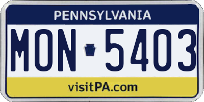 PA license plate MON5403