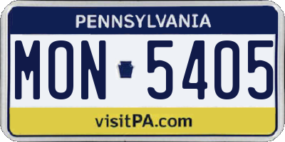 PA license plate MON5405