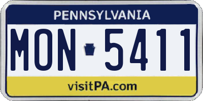 PA license plate MON5411