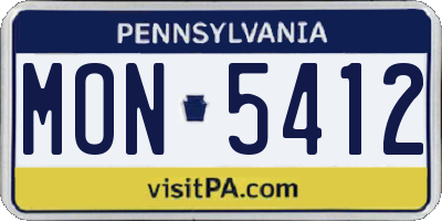 PA license plate MON5412