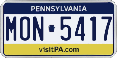 PA license plate MON5417