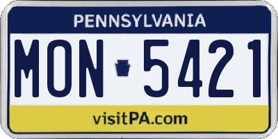 PA license plate MON5421