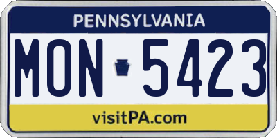PA license plate MON5423