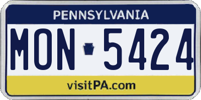 PA license plate MON5424