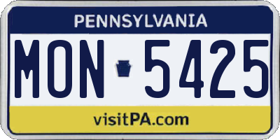 PA license plate MON5425