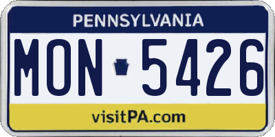 PA license plate MON5426