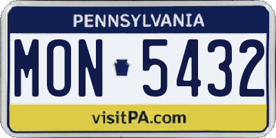 PA license plate MON5432