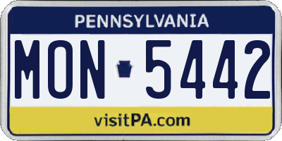 PA license plate MON5442