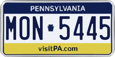 PA license plate MON5445