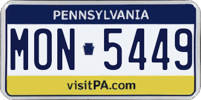 PA license plate MON5449