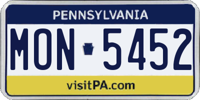PA license plate MON5452