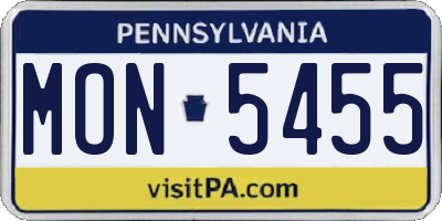PA license plate MON5455
