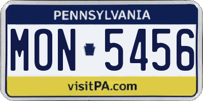 PA license plate MON5456